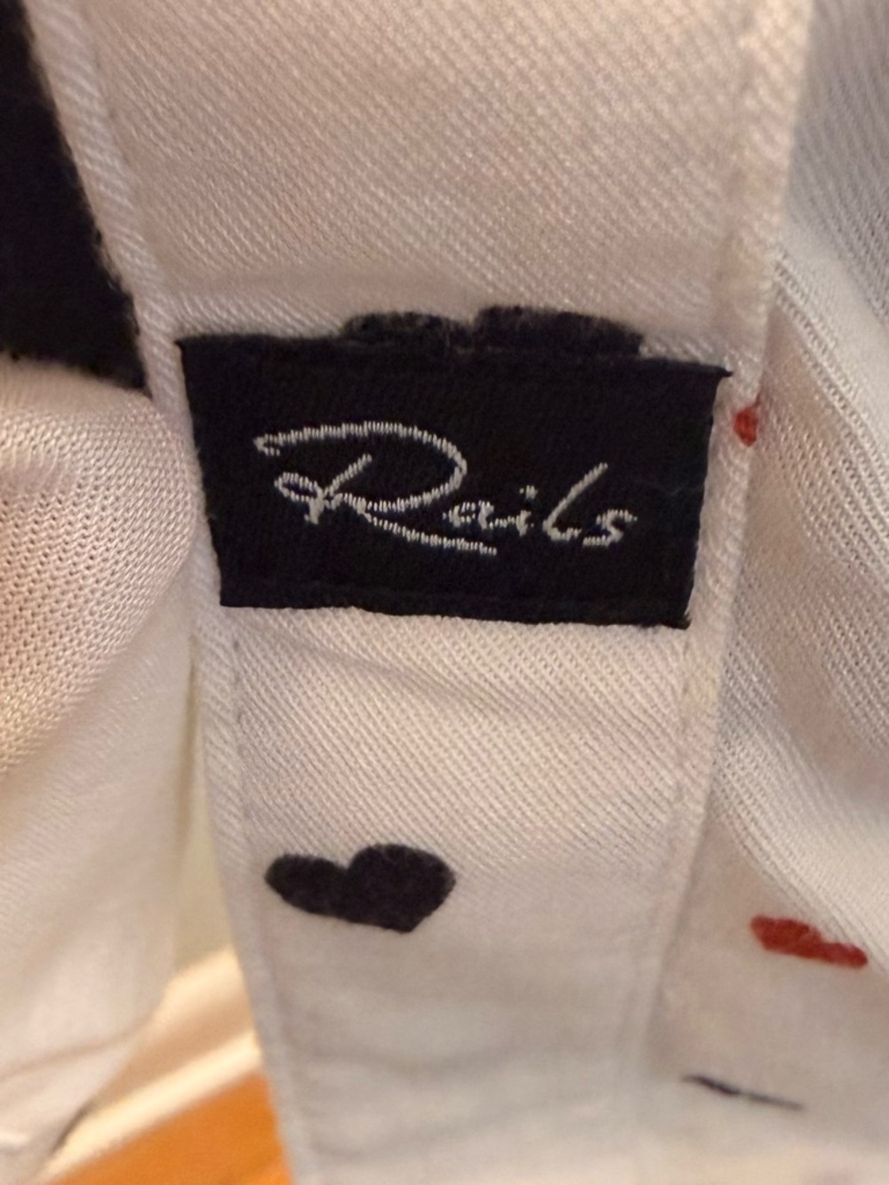 Rails | Rosci White Heart-Print Button-Down Blouse| Sz S - Picture 5 of 9